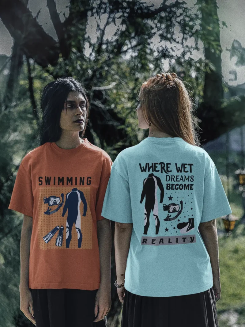 Mad4Street Swimming Dreams Oversized Tee – Premium Cotton Graphic T-shirt