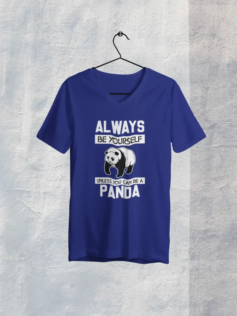 Always Be Yourself Panda Unisex V-Neck Tee – Fun graphic tee with a panda design from Mad4Street