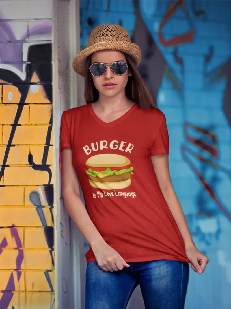 Burger Love V Neck Tee 2