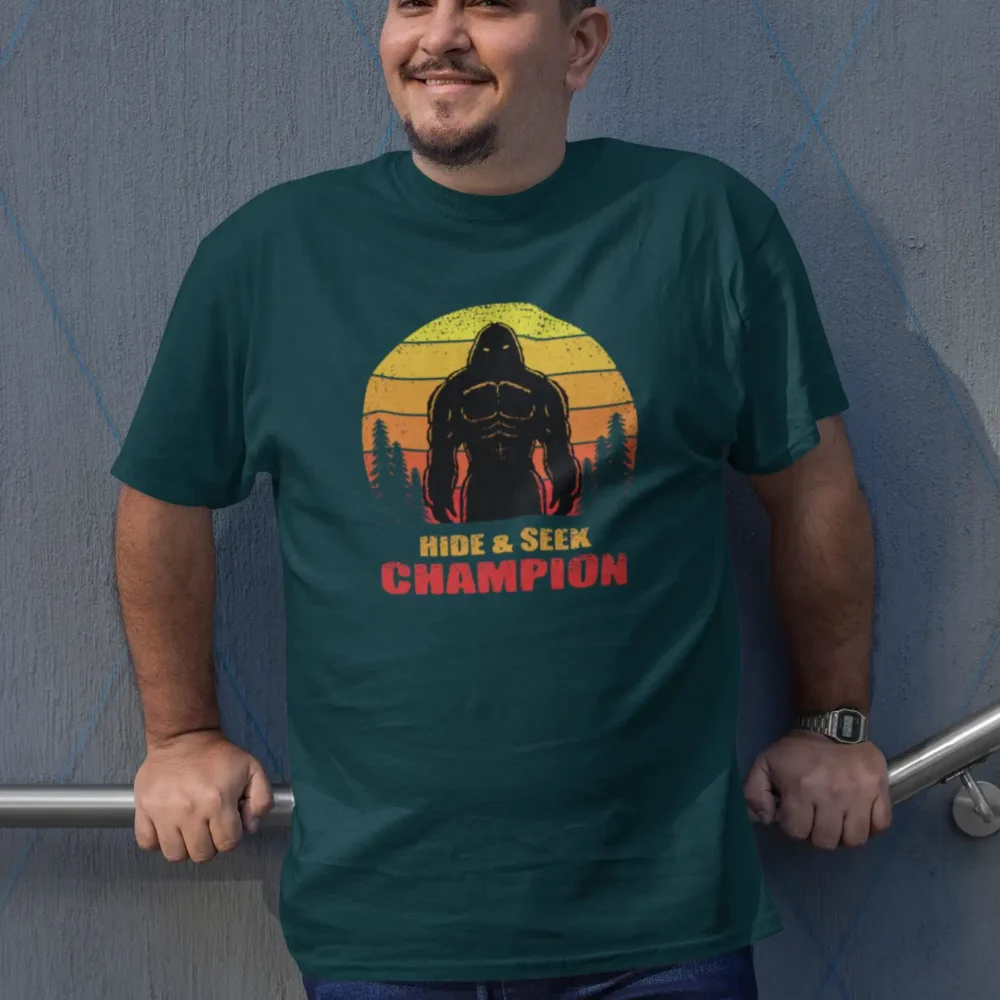 Bigfoot Oversized T-Shirt - Hide & Seek Champion – Retro Sunset Design