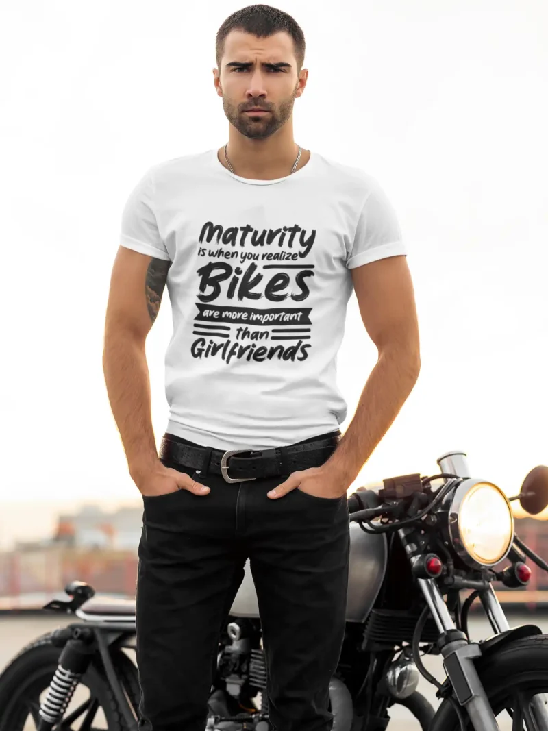 Bikes Over Girlfriends T-Shirt by Mad4Street, bold biker statement t-shirt, premium cotton unisex biker shirt