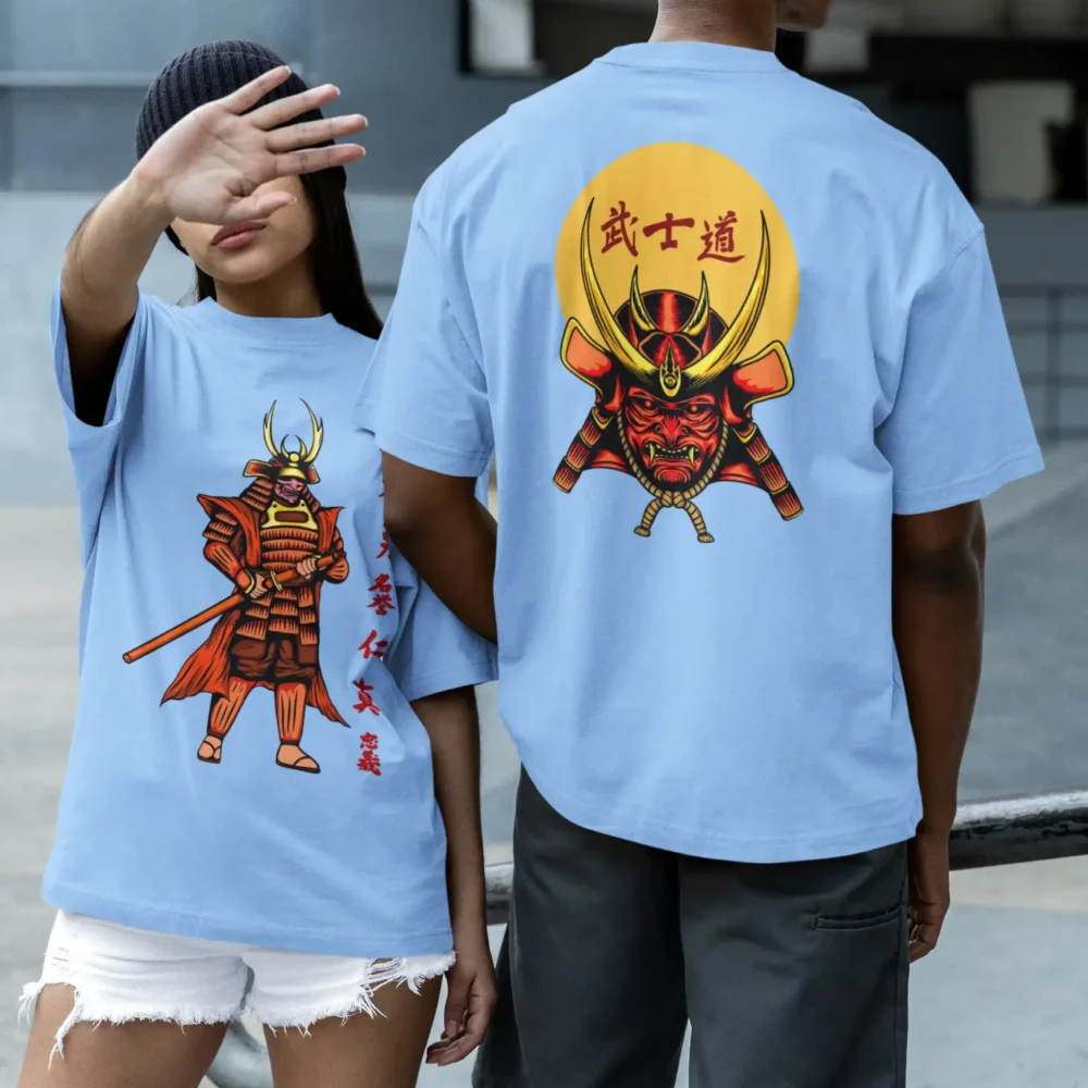 Mad4street Code of the Samurai Terry Oversized Tee with front and back Japanese warrior artwork