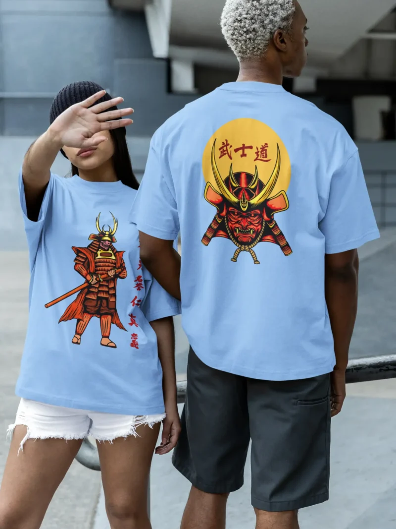 Mad4street Code of the Samurai Terry Oversized Tee with front and back Japanese warrior artwork