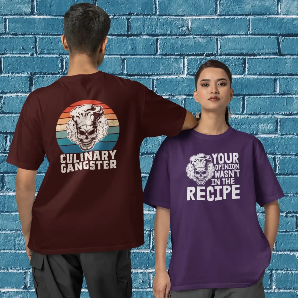 Man and woman wearing Culinary Gangster Oversized Tee by Mad4street