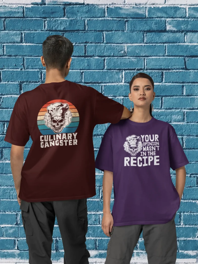 Man and woman wearing Culinary Gangster Oversized Tee by Mad4street
