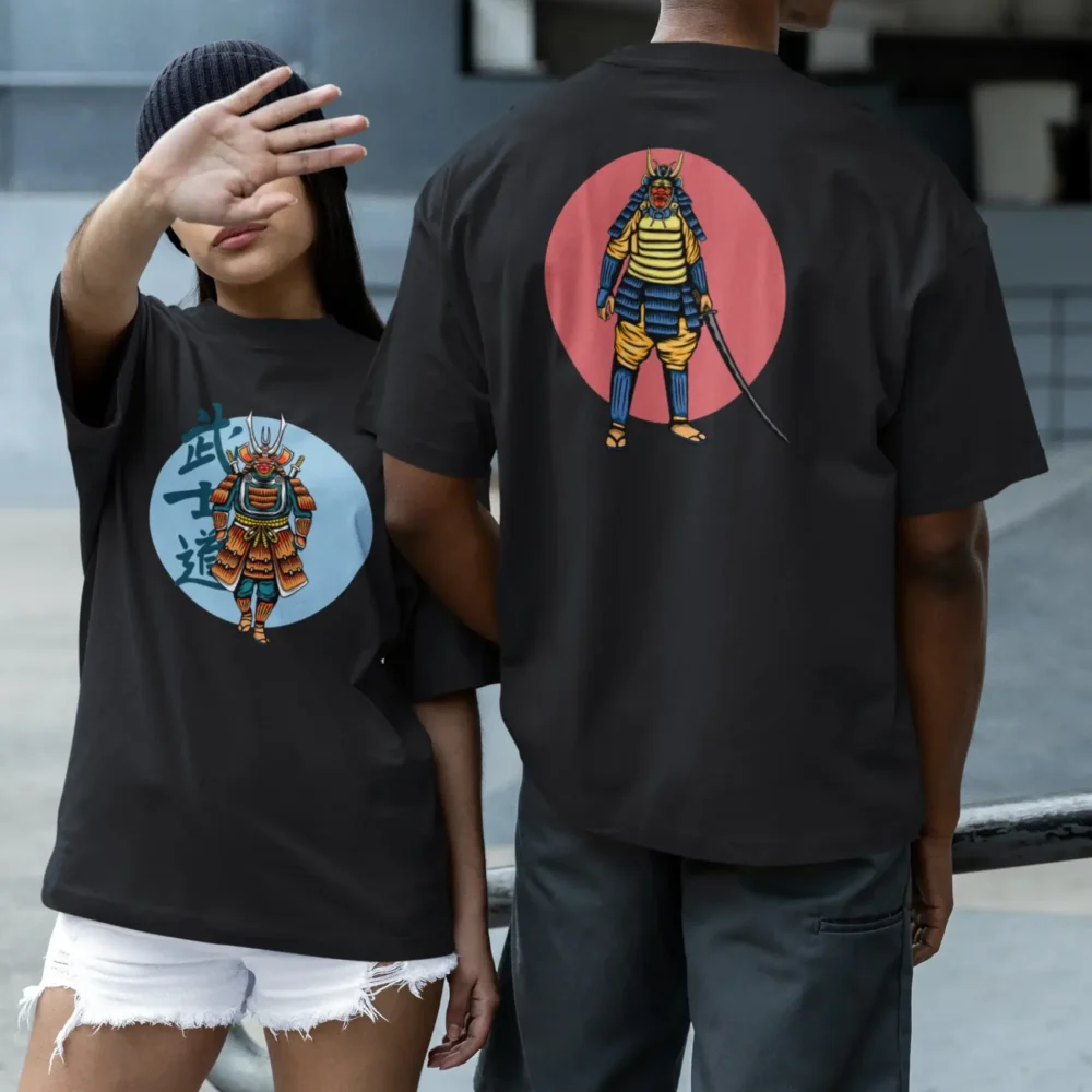 Honor Steel Terry Oversized Tee with High-definition Samurai art on front and back