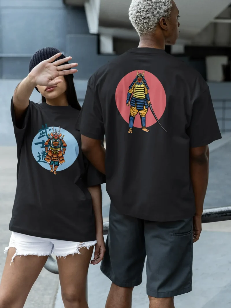 Honor Steel Terry Oversized Tee with High-definition Samurai art on front and back