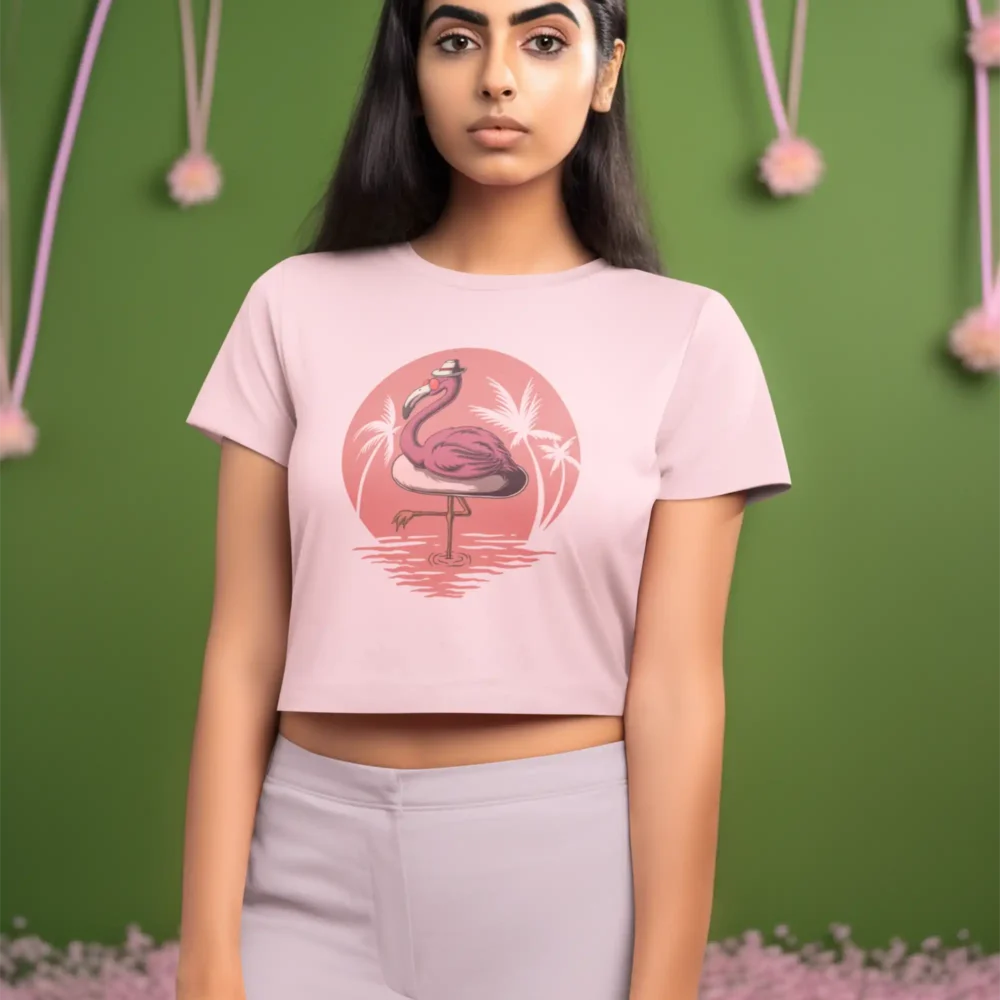 Flamingo Vibes Crop Top for Women – Tropical Graphic