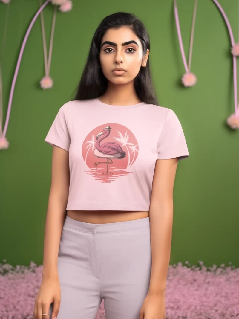 Flamingo Vibes Crop Top for Women – Tropical Graphic