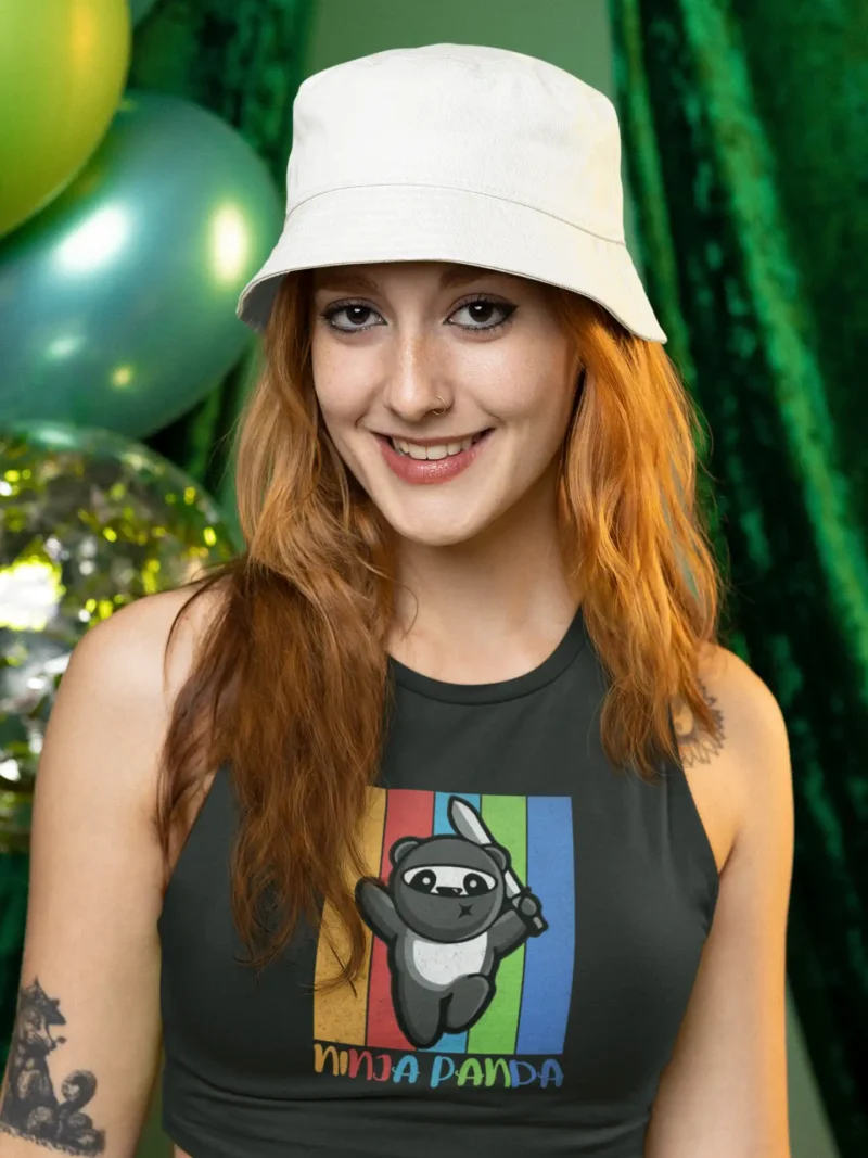 Ninja Panda Crop Tank by Mad4Street for women