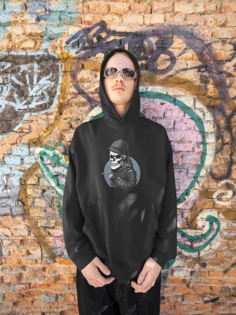 Skully Mode Oversized Hoodie – Heavyweight Streetwear with Skeleton Graphic