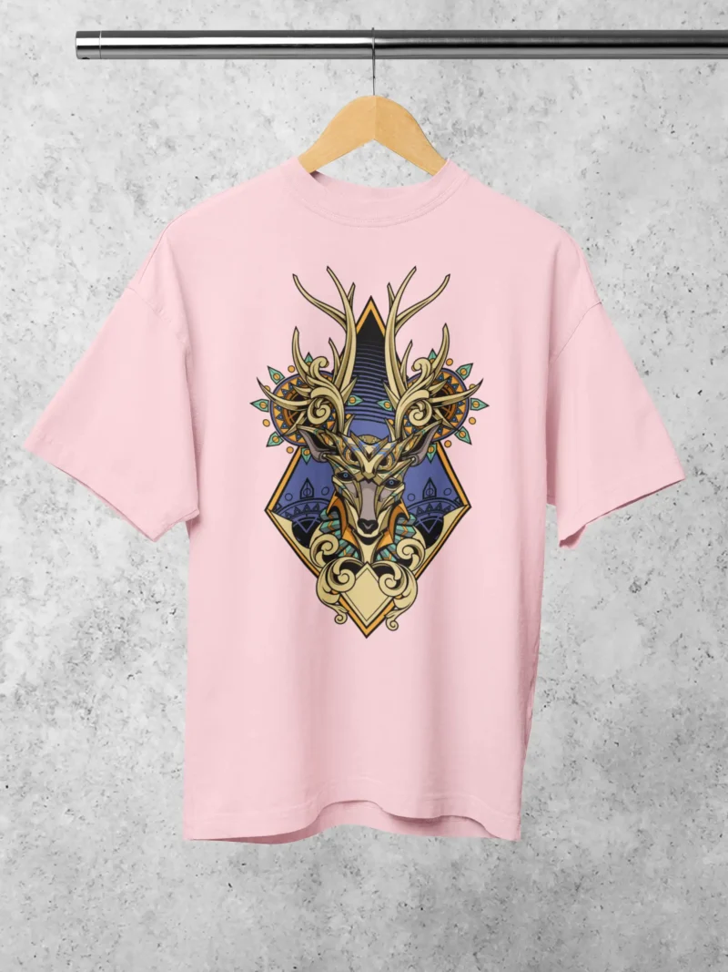 Majestic Stag Oversized T-Shirt – Tribal Geometric Deer Graphic tee by mad4street