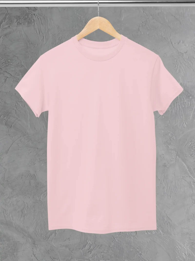 M4S Solids Stretch Light Pink Unisex Tee Placed on a hanger