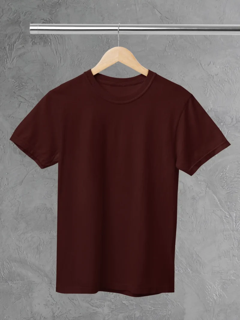 M4S Solids Supima Maroon Unisex Tee Placed on a hanger