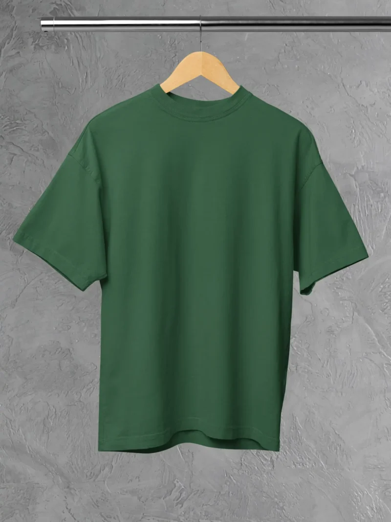 M4S Solids Terry Oversized Bottle Green Unisex Tee Placed on a hanger