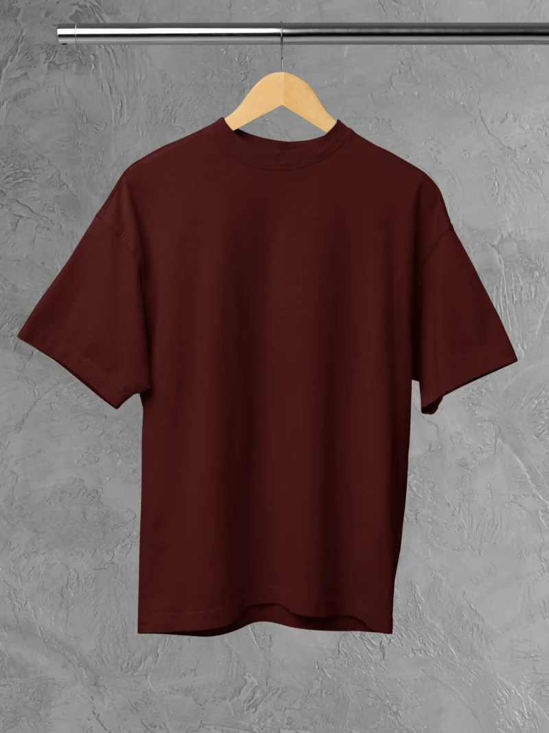M4S Solids Terry Oversized Maroon Unisex Tee Placed on a hanger