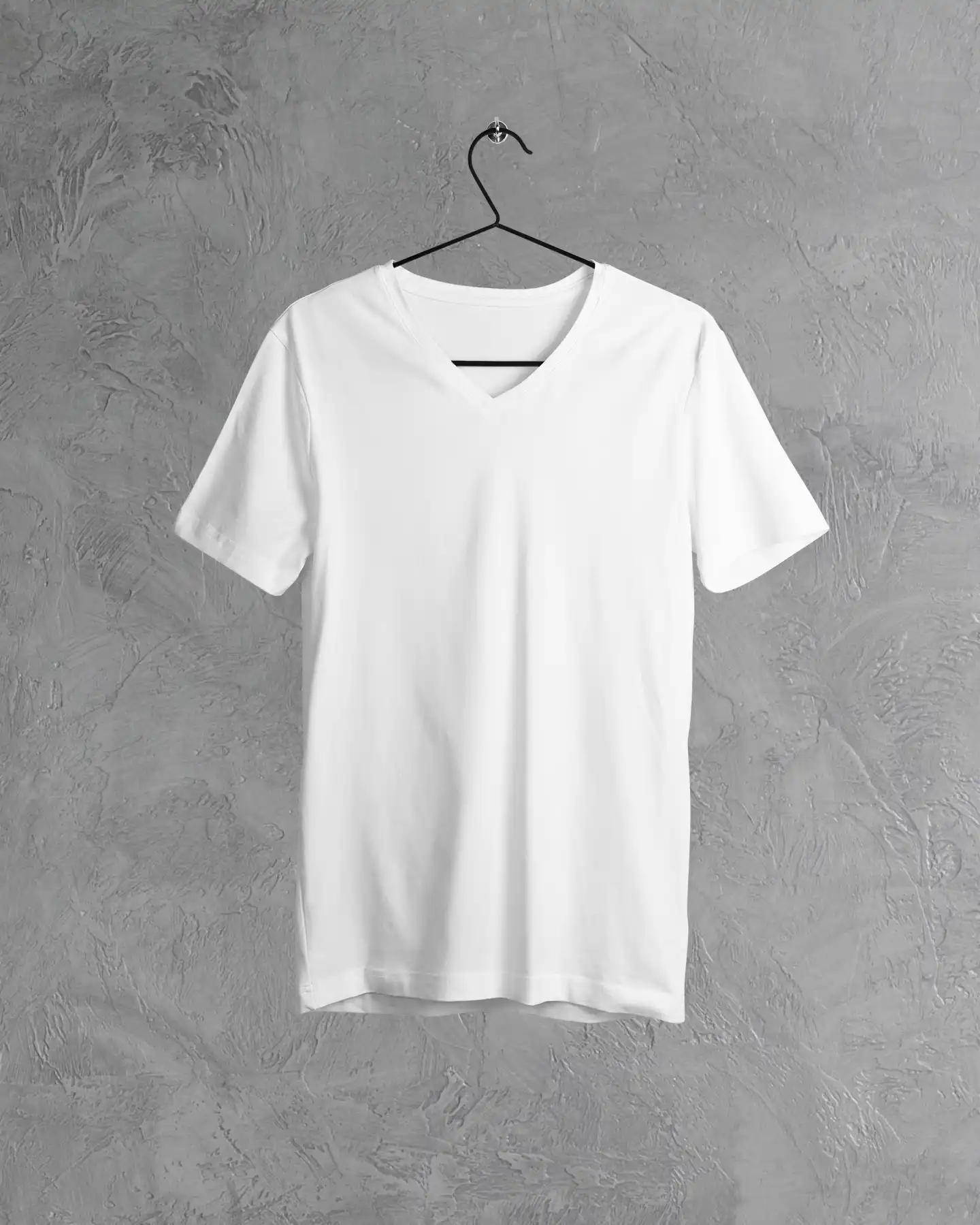 M4S Solids V Neck white Unisex Tee on a hanger (4) M4S Solids V Neck white Unisex Tee on a hanger