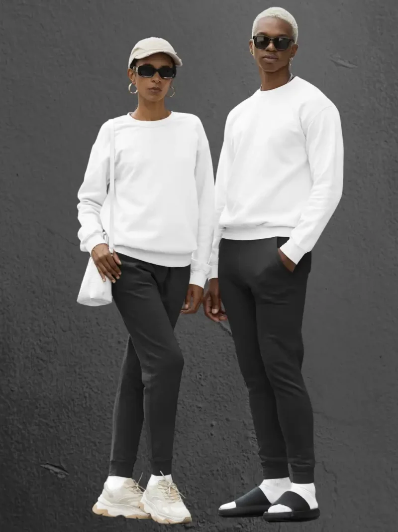 Couple Wearing M4S Solids Black Unisex Joggers