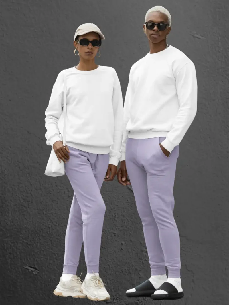 Couple Wearing M4S Solids Lavender Unisex Joggers