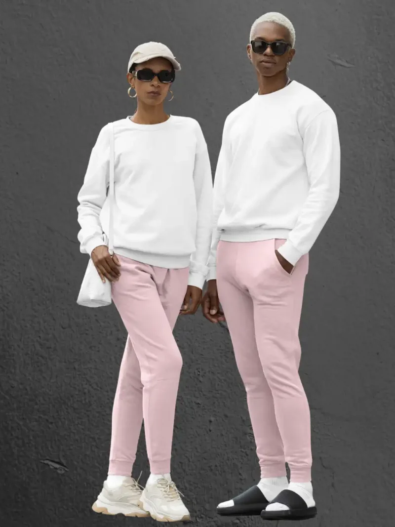 Couple Wearing M4S Solids Light pink Unisex Joggers
