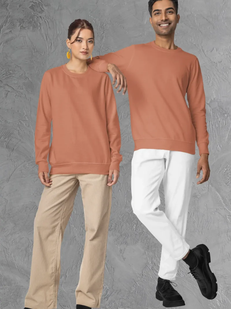 Couple wearing M4S Solids Coral Unisex Sweatshirt