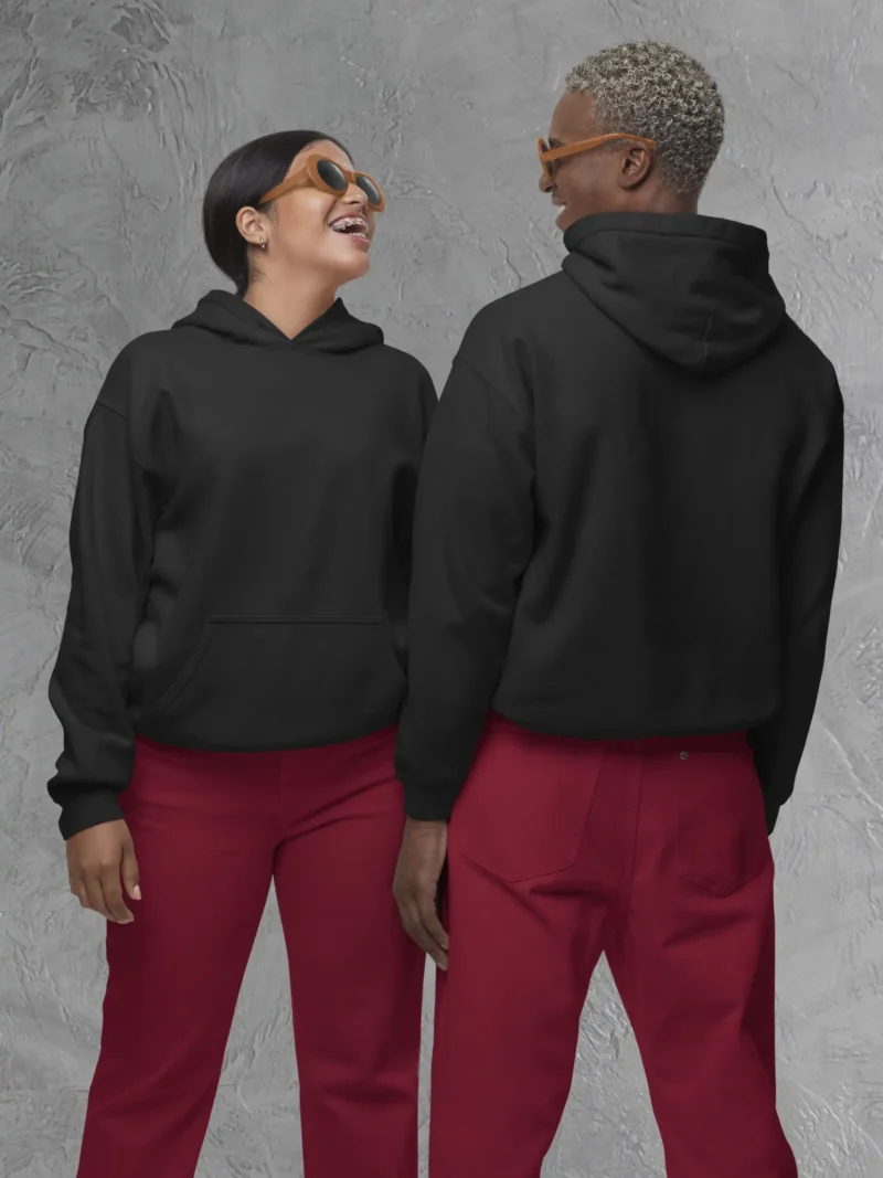 Couple wearing M4S Solids M4S Solids Black Terry Pullover Hoodie