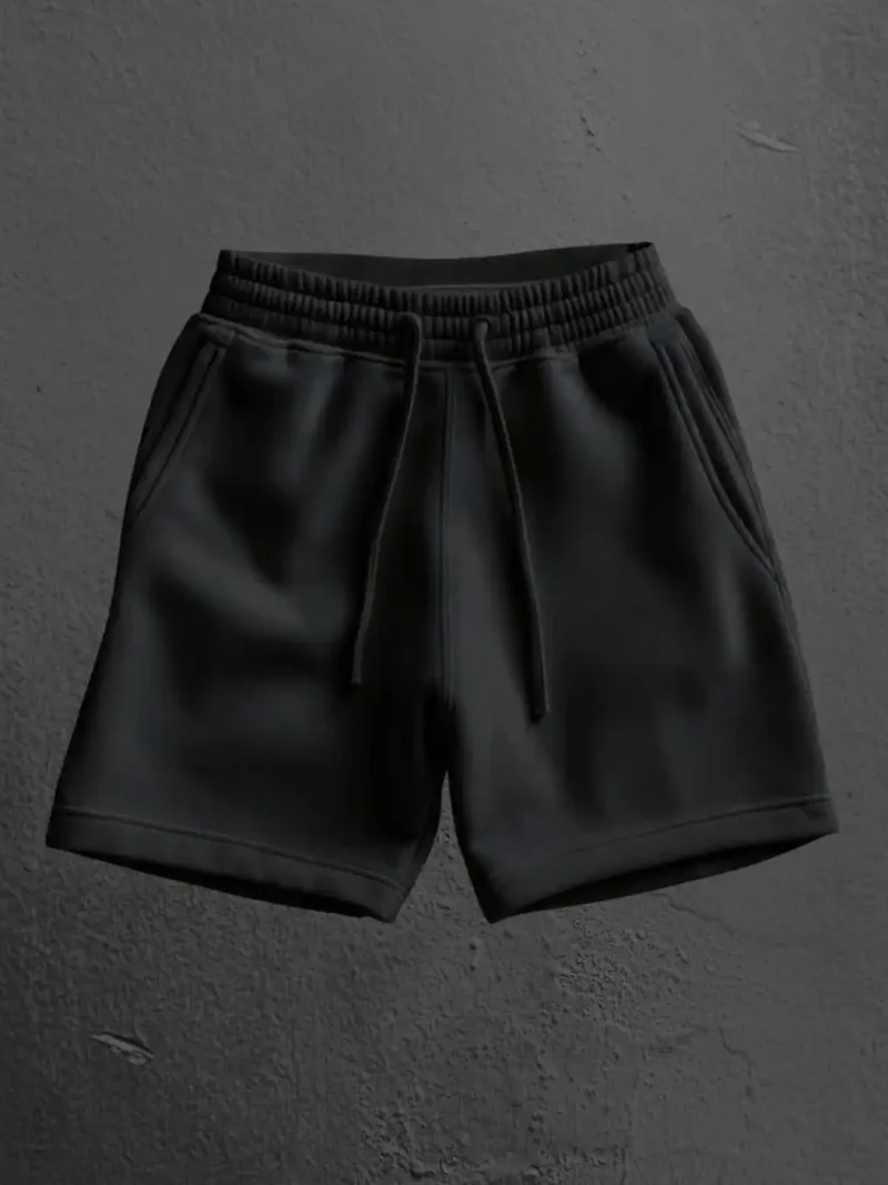 Flat Lay of M4S Solids Black Unisex Terry Shorts