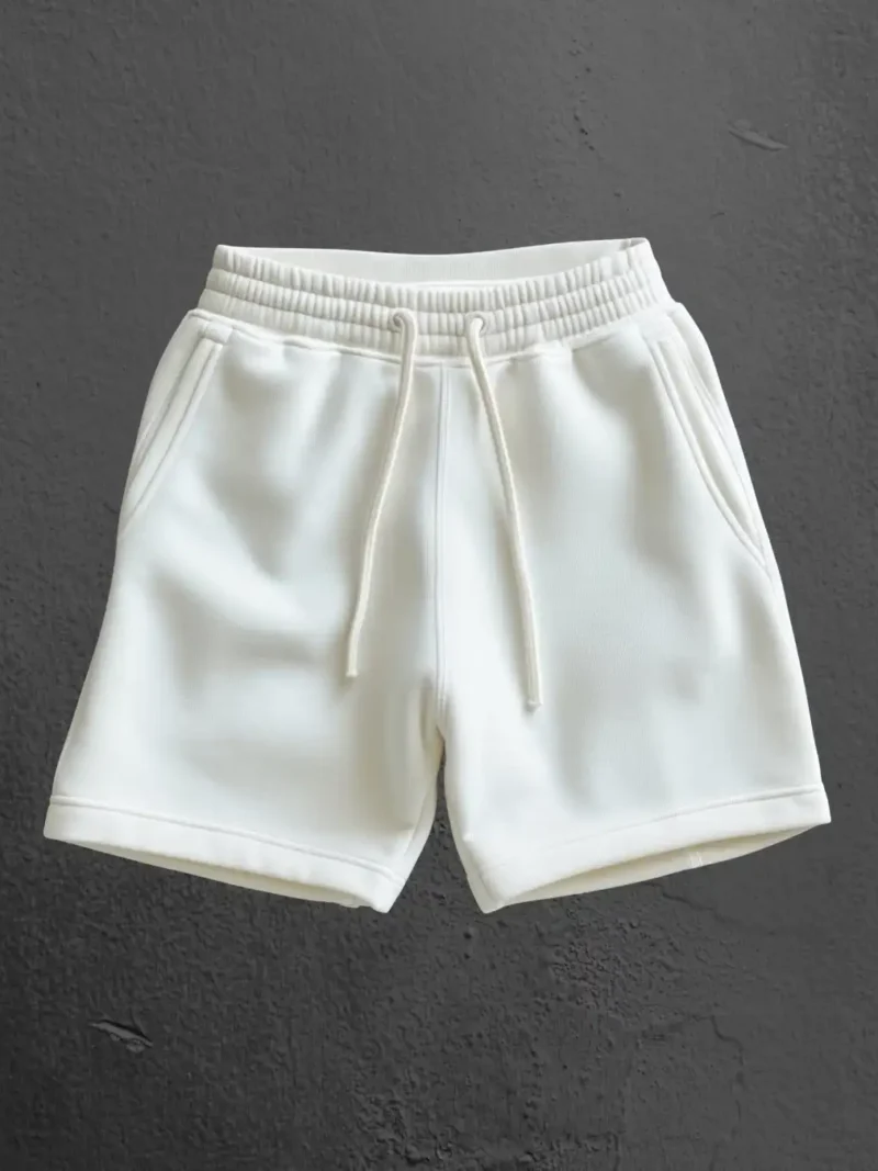 Flat Lay of M4S Solids White Unisex Terry Shorts
