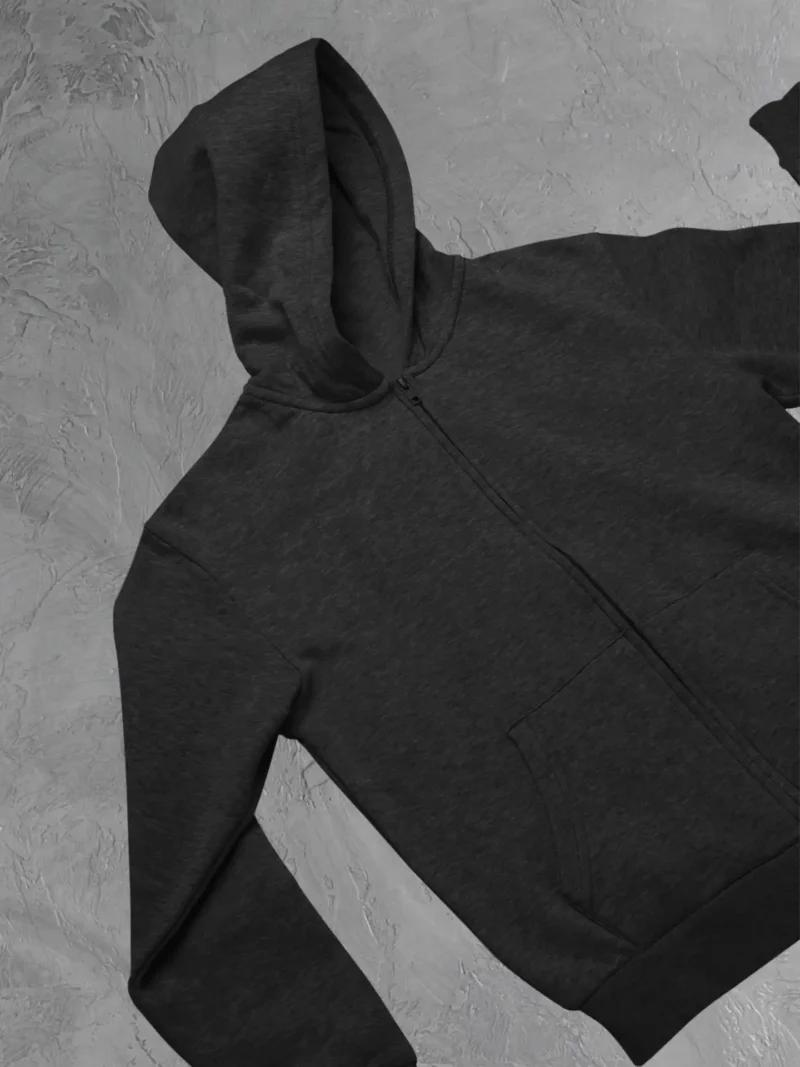 Front Flat Lay of M4S Solids Black Unisex Zip Hoodie