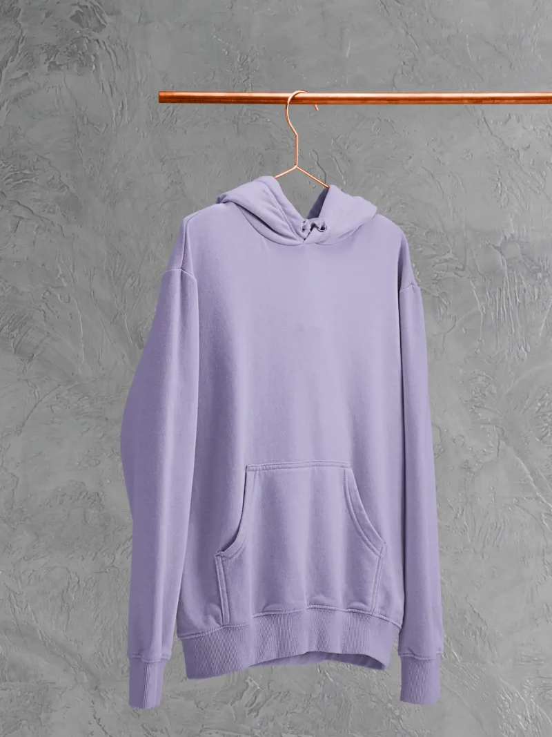 M4S Solids Lavender Unisex Oversized Hoodie placed on a hanger