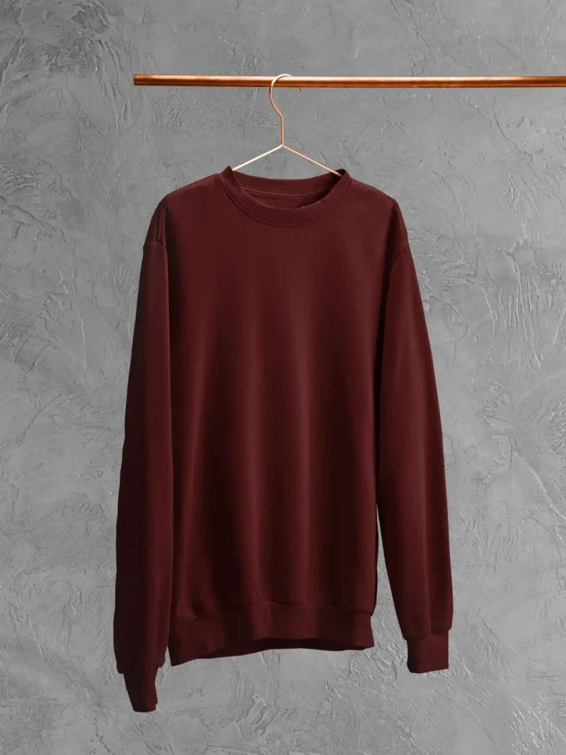 M4S Solids Maroon Unisex Oversized Sweatshirt placed on a hanger