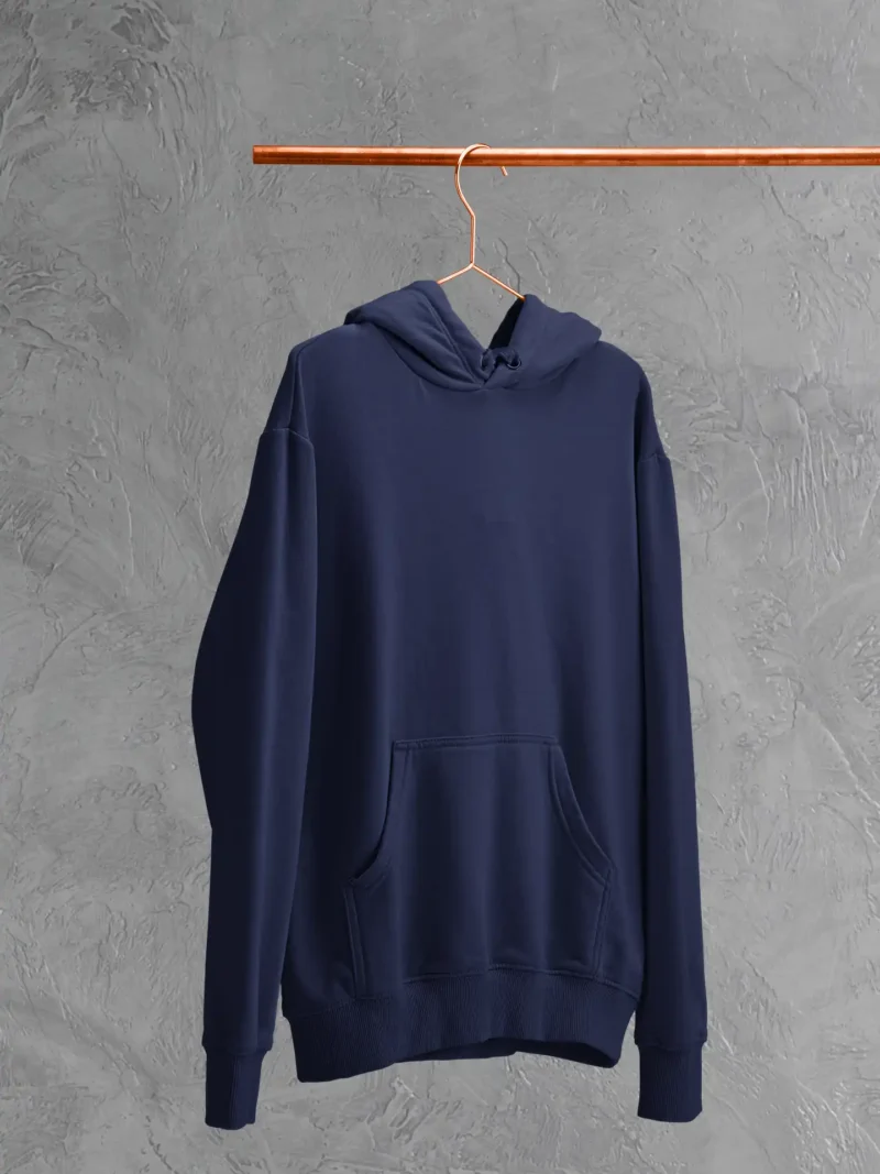 M4S Solids Navy Blue Unisex Oversized Hoodie placed on a hanger