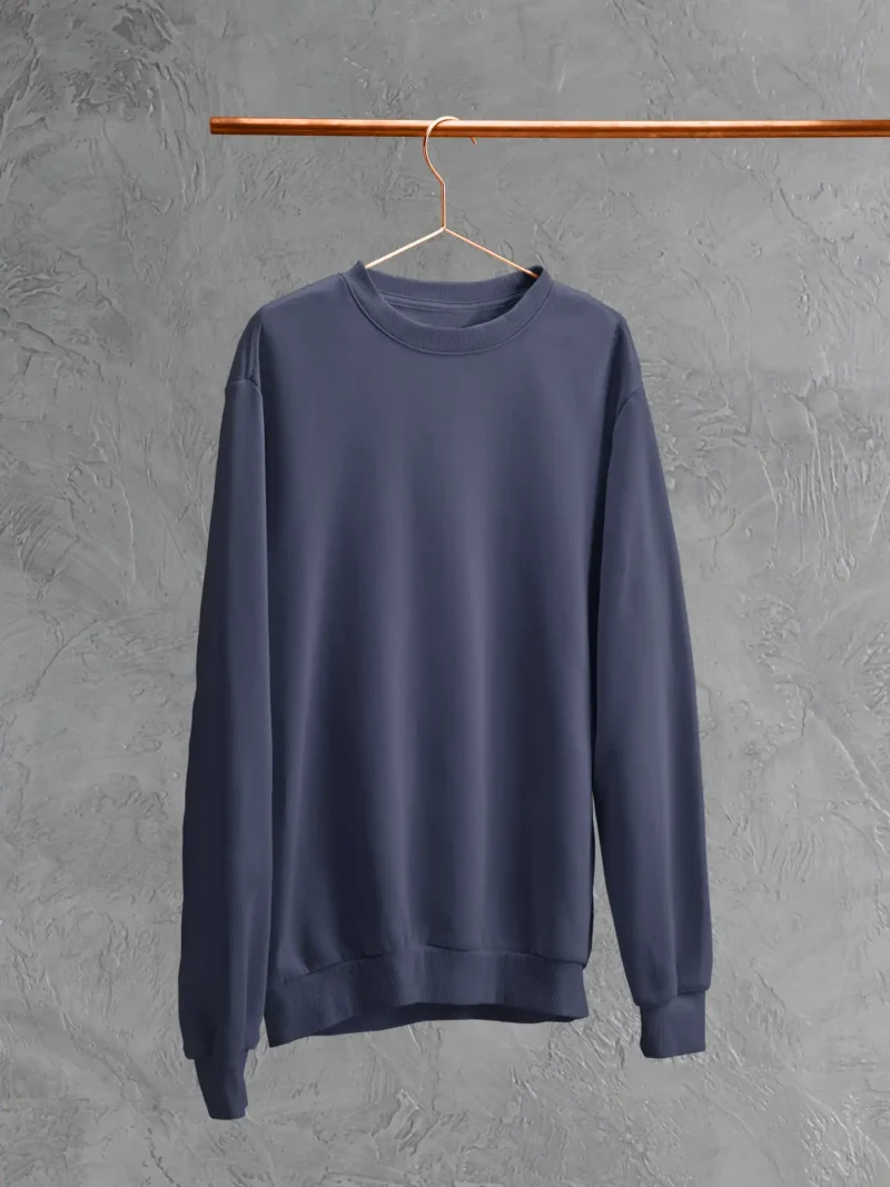 M4S Solids Navy Blue Unisex Oversized Sweatshirt placed on a hanger