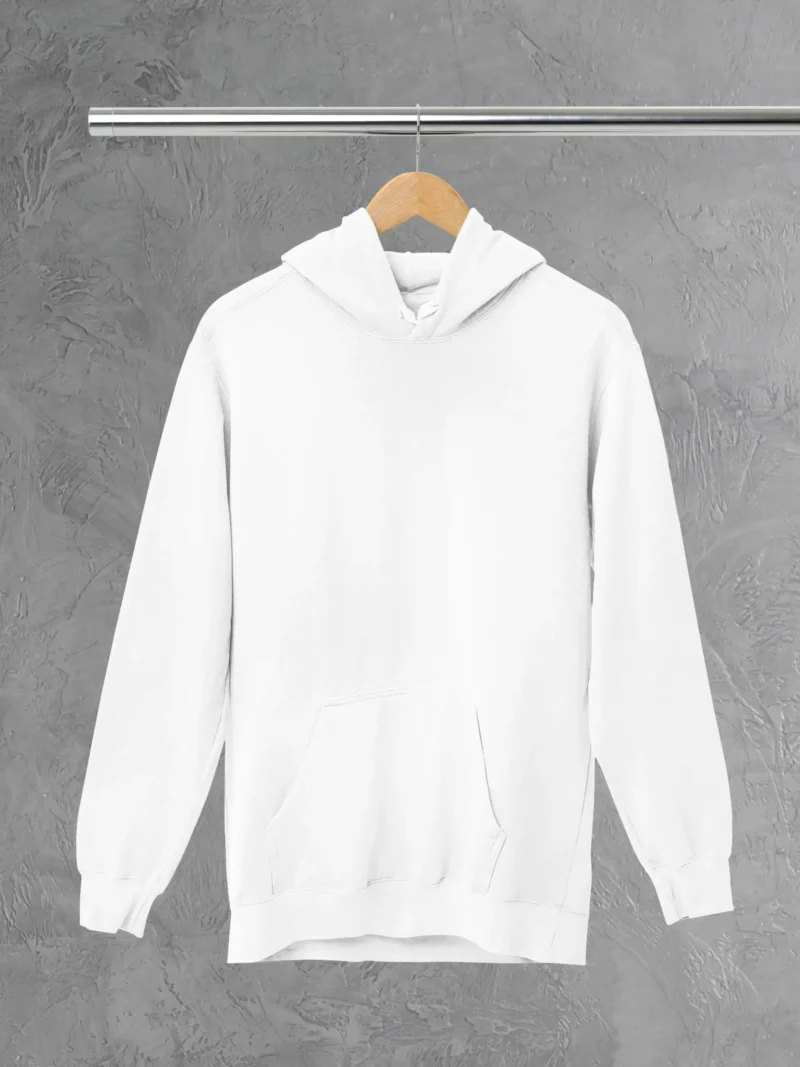 M4S Solids White Terry Pullover Hoodie placed on a hanger