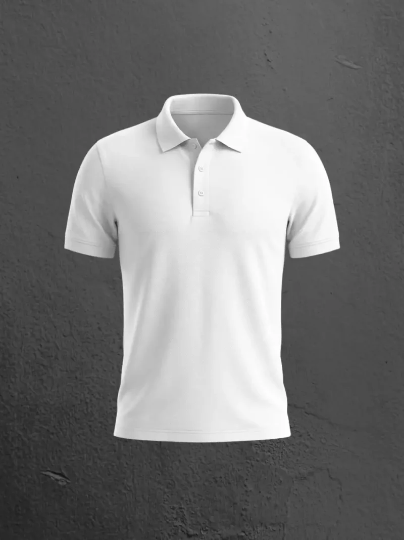 Flat Lay of M4S Solids White Unisex Polo