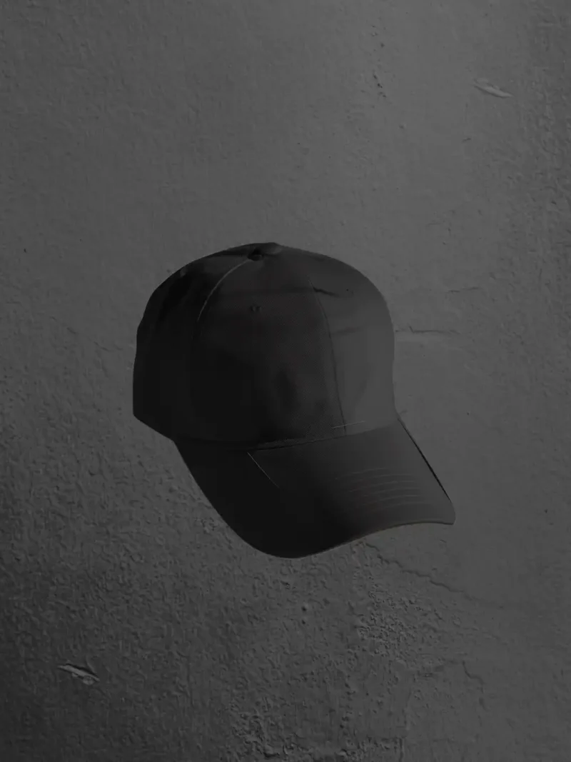 Front profile of M4S Solids Black Baseball Ottoman Cap