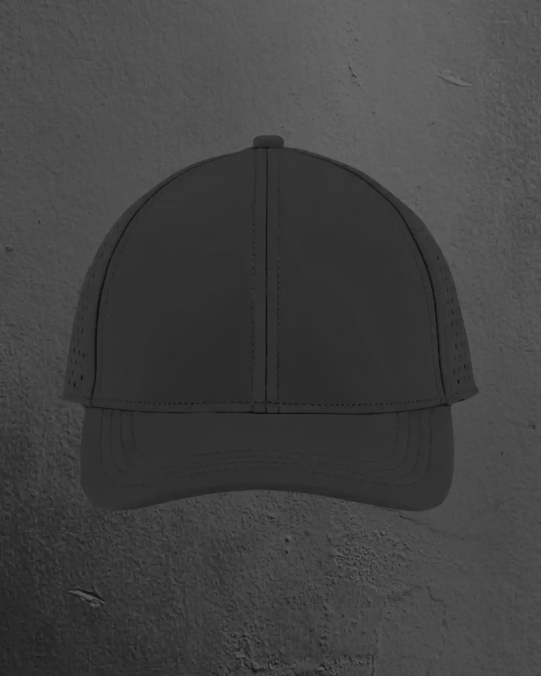 Front profile of M4S Solids Black Unisex Sports Cap Front profile of M4S Solids Black Unisex Sports Cap