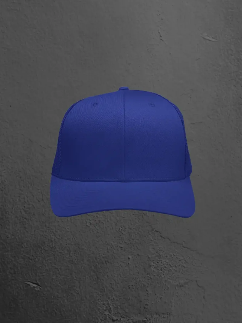 Front profile of M4S Solids Royal Blue Unisex Classic Trucker Cap