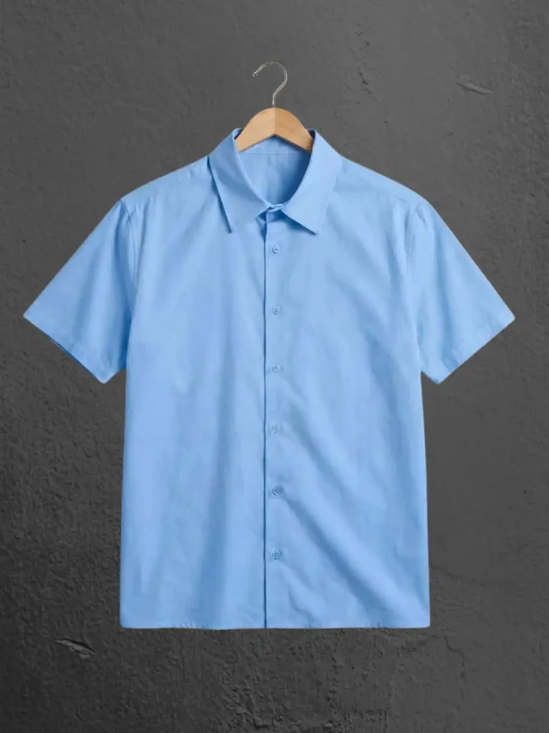 M4S Solids Baby Blue Unisex Oversized Shirt on a hanger