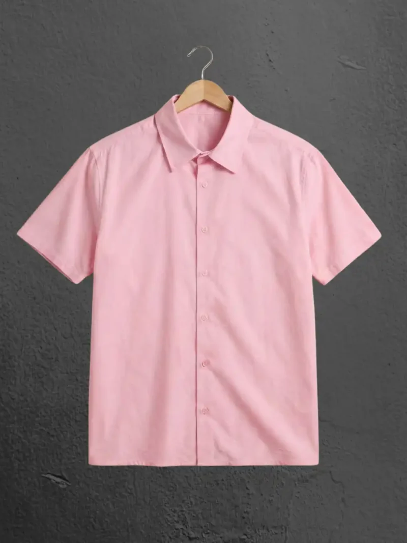 M4S Solids Light Pink Unisex Oversized Shirt on a hanger