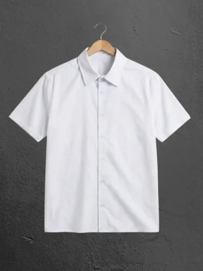 M4S Solids White Unisex Oversized Shirt on a hanger