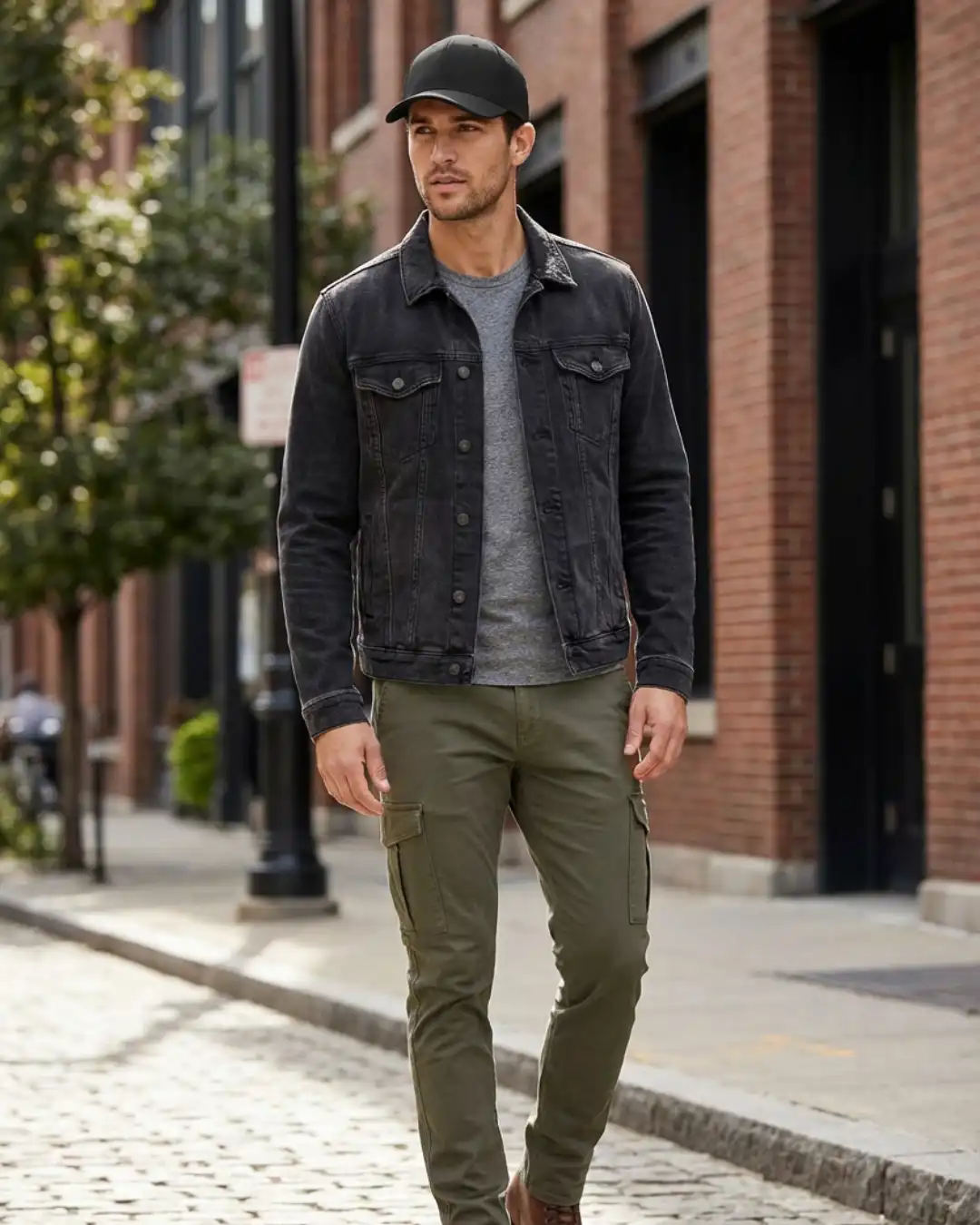 Man wearing M4S Solids Black Unisex Sports Cap outdoors Man wearing M4S Solids Black Unisex Sports Cap outdoors