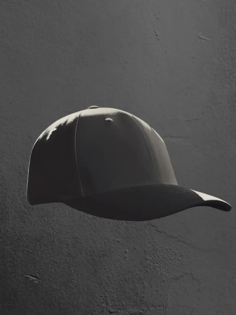 Side profile of M4S Solids Black Baseball Ottoman Cap