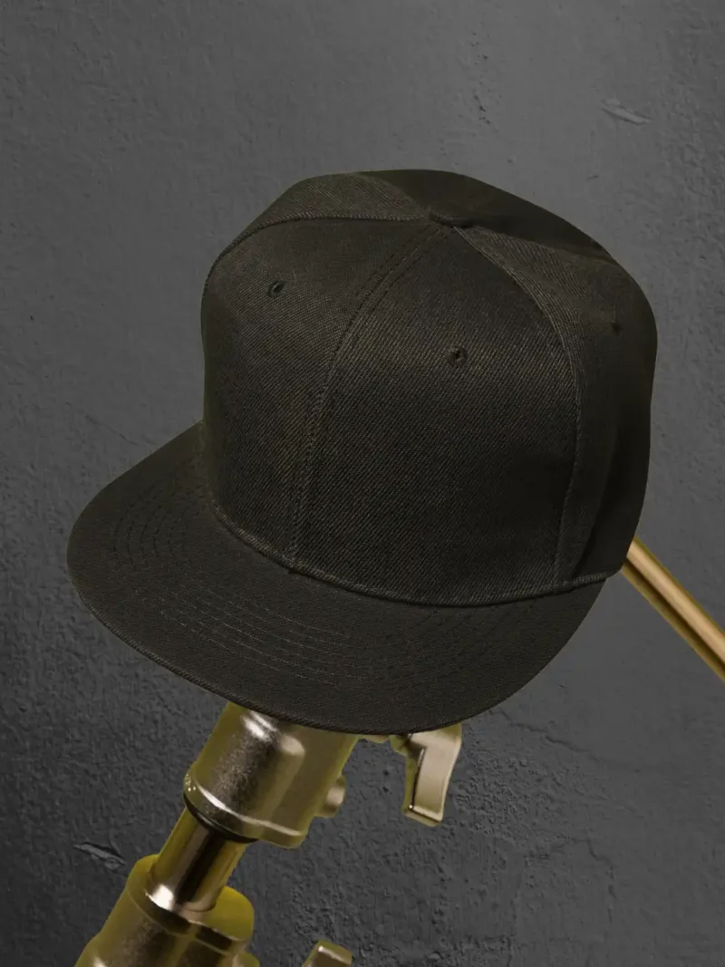 Side profile of M4S Solids Black Classic Snapback Cap