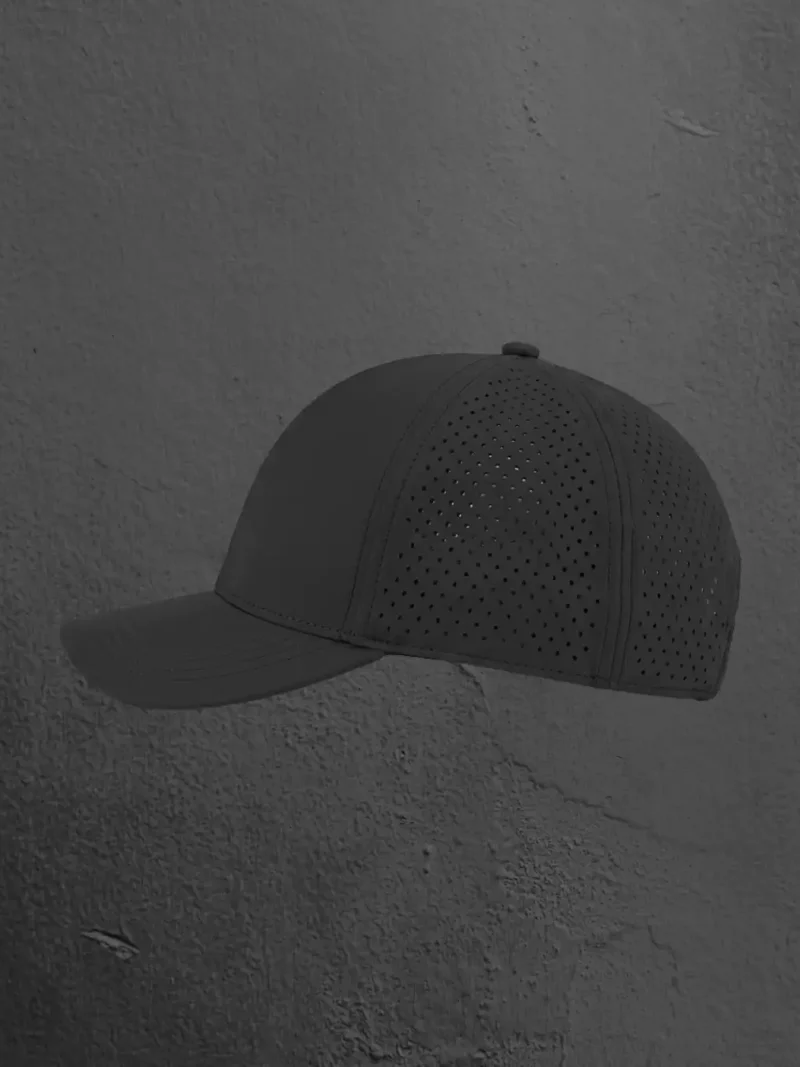 Side profile of M4S Solids Black Unisex Sports Cap