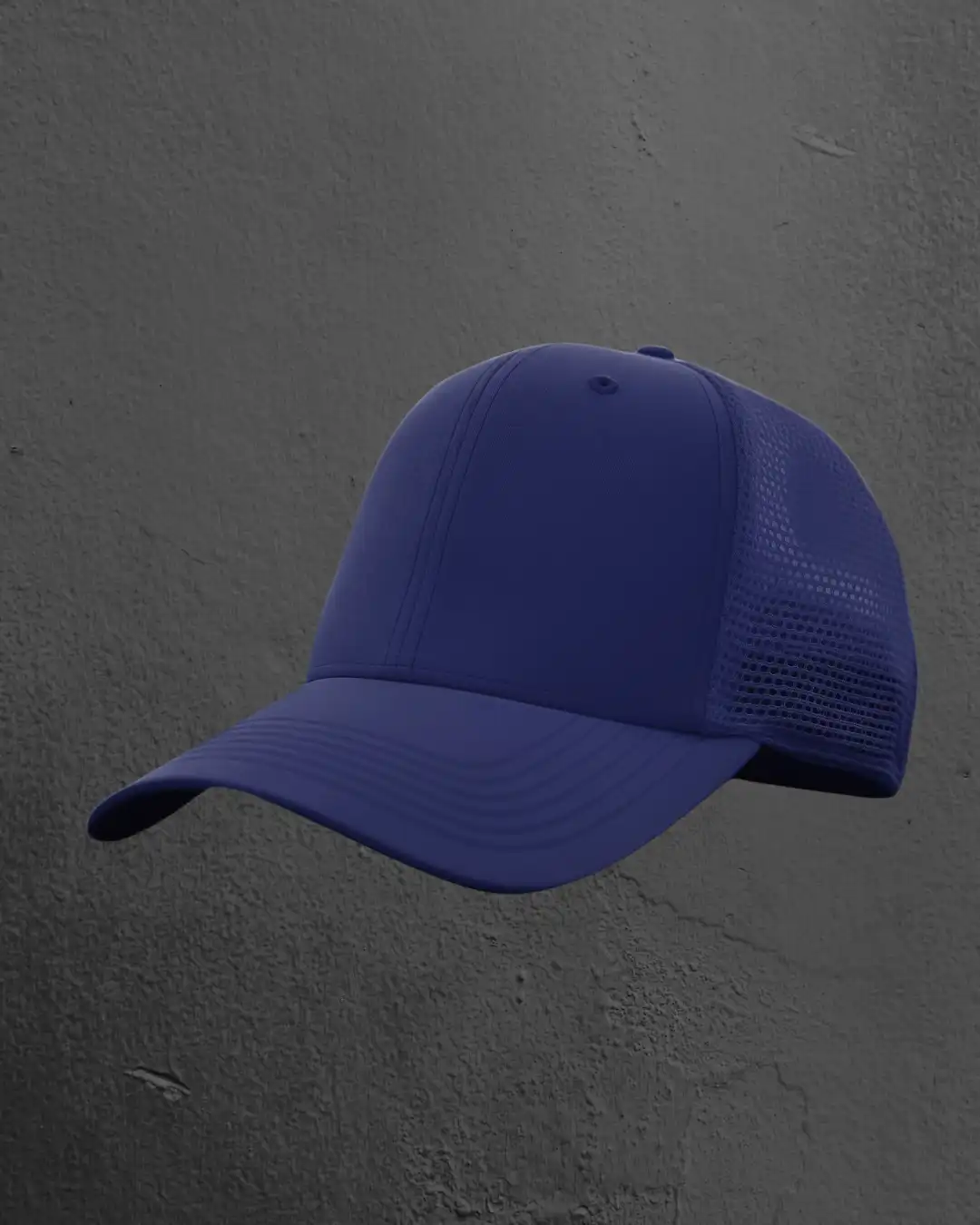 Side profile of M4S Solids Royal Blue Unisex Classic Trucker Cap Side profile of M4S Solids Royal Blue Unisex Classic Trucker Cap