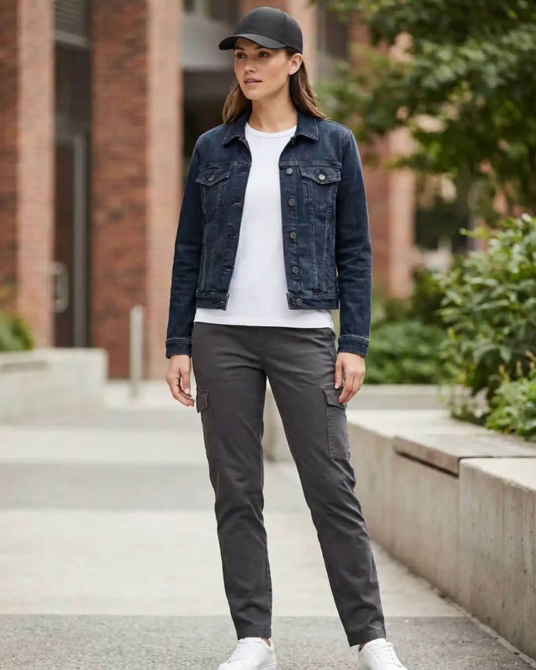 Woman wearing M4S Solids Black Unisex Sports Cap outdoors Woman wearing M4S Solids Black Unisex Sports Cap outdoors