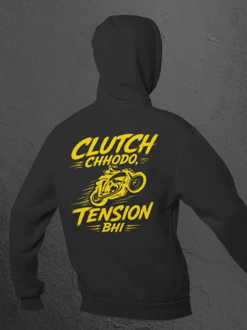 Back shot of Clutch Chhodo Black Terry Pullover Hoodie
