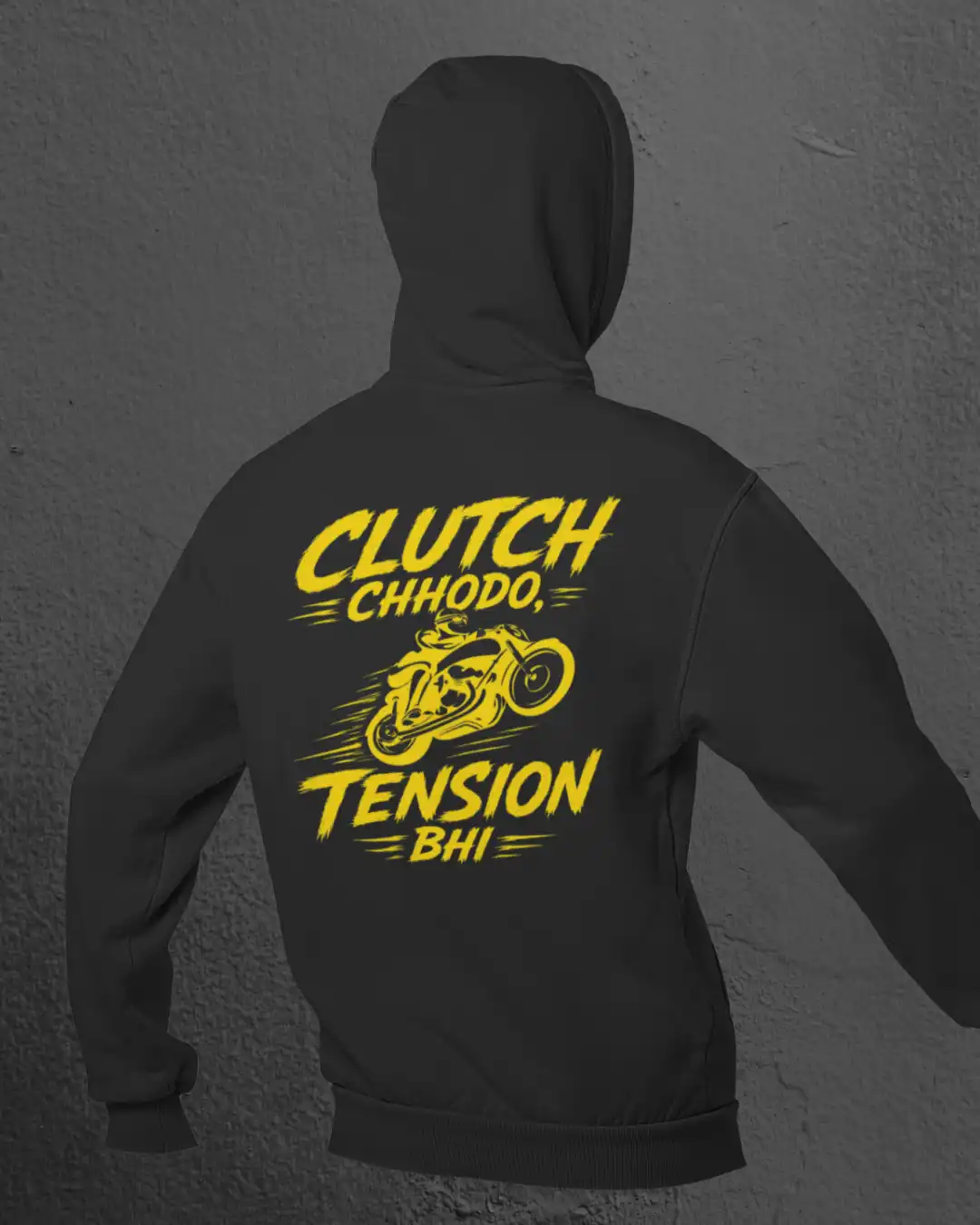 Back shot of Clutch Chhodo Black Terry Pullover Hoodie Back shot of Clutch Chhodo Black Terry Pullover Hoodie
