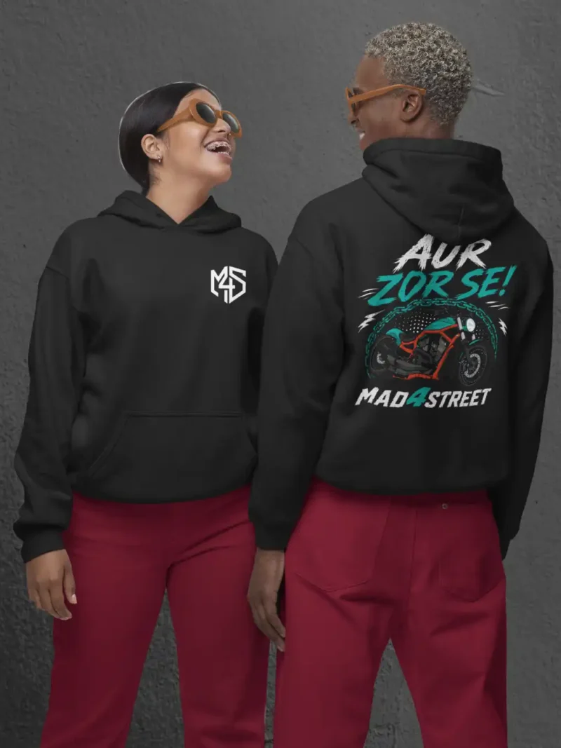 Couple in Aur Zor Se Black Terry Pullover Hoodie